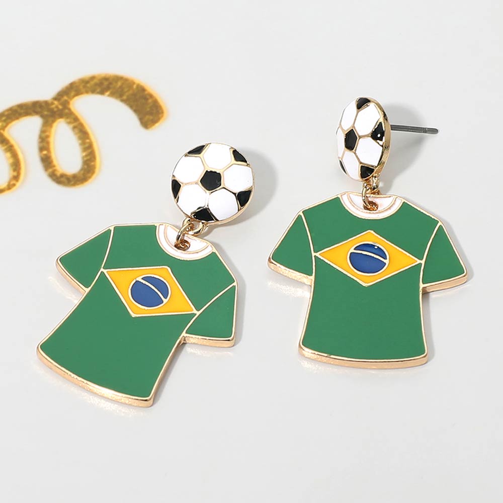 Brazil Soccer Jersey Drop Earrings