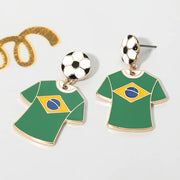 Brazil Soccer Jersey Drop Earrings