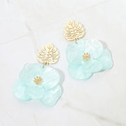 Tropical Leaf Resin Bold Flower Drop Earrings