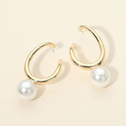 Pearl Drop Sculpted Hoop Earrings