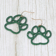 Rhinestone Paved Gameday Paw Dangle Earrings