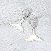 Mother of Pearl Inlay Whale Tale Dangle Earrings