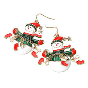 Whimsical Christmas Socks Snowman Dangle Earrings