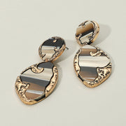 Textured Metal Frame Abstract Celluloid Acetate Drop Dangle Statement Earrings