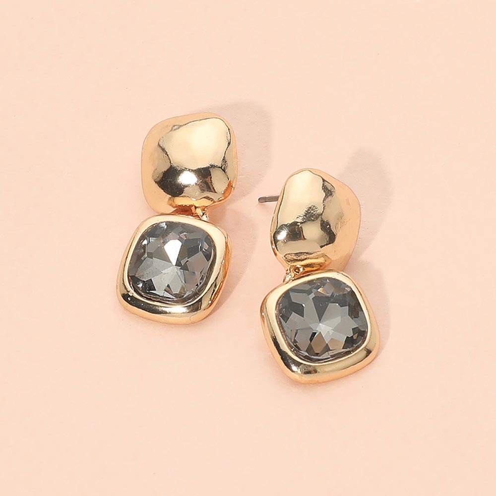 Geometric Square Stone Drop Earrings