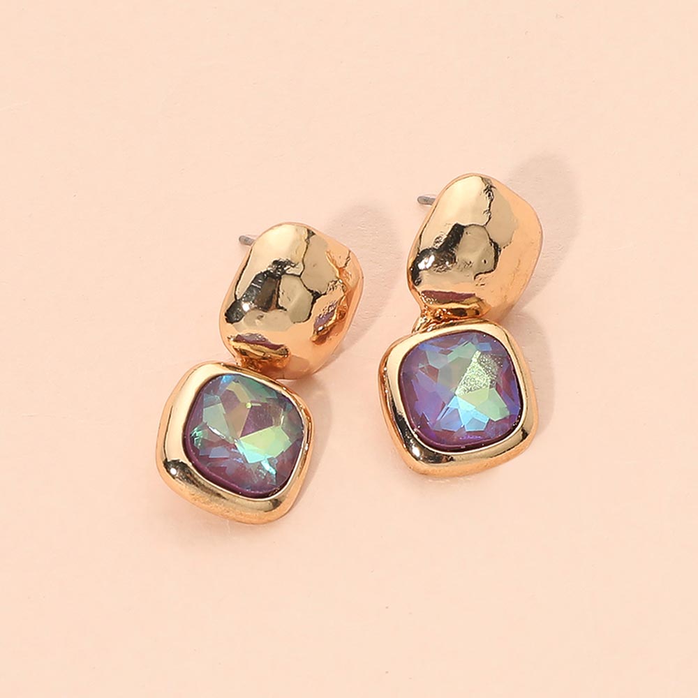 Geometric Square Stone Drop Earrings