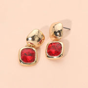 Geometric Square Stone Drop Earrings