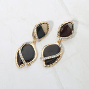 Rhinestone Pave Accent Abstract Drop Earrings