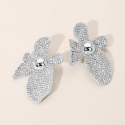 Rhinestone Pave Flower Statement Earrings