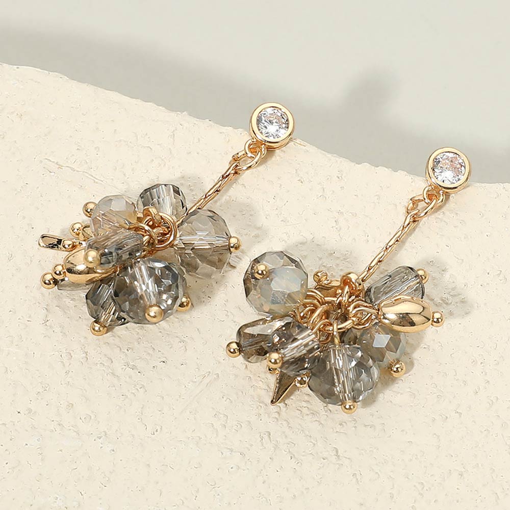 Faceted Beaded Cluster Drop Earrings