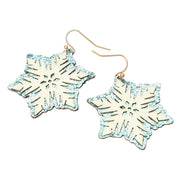 Glittered Snowflake Dangle Earrings