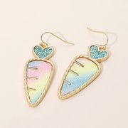 Glitter Carrot Charm Dangle Earrings