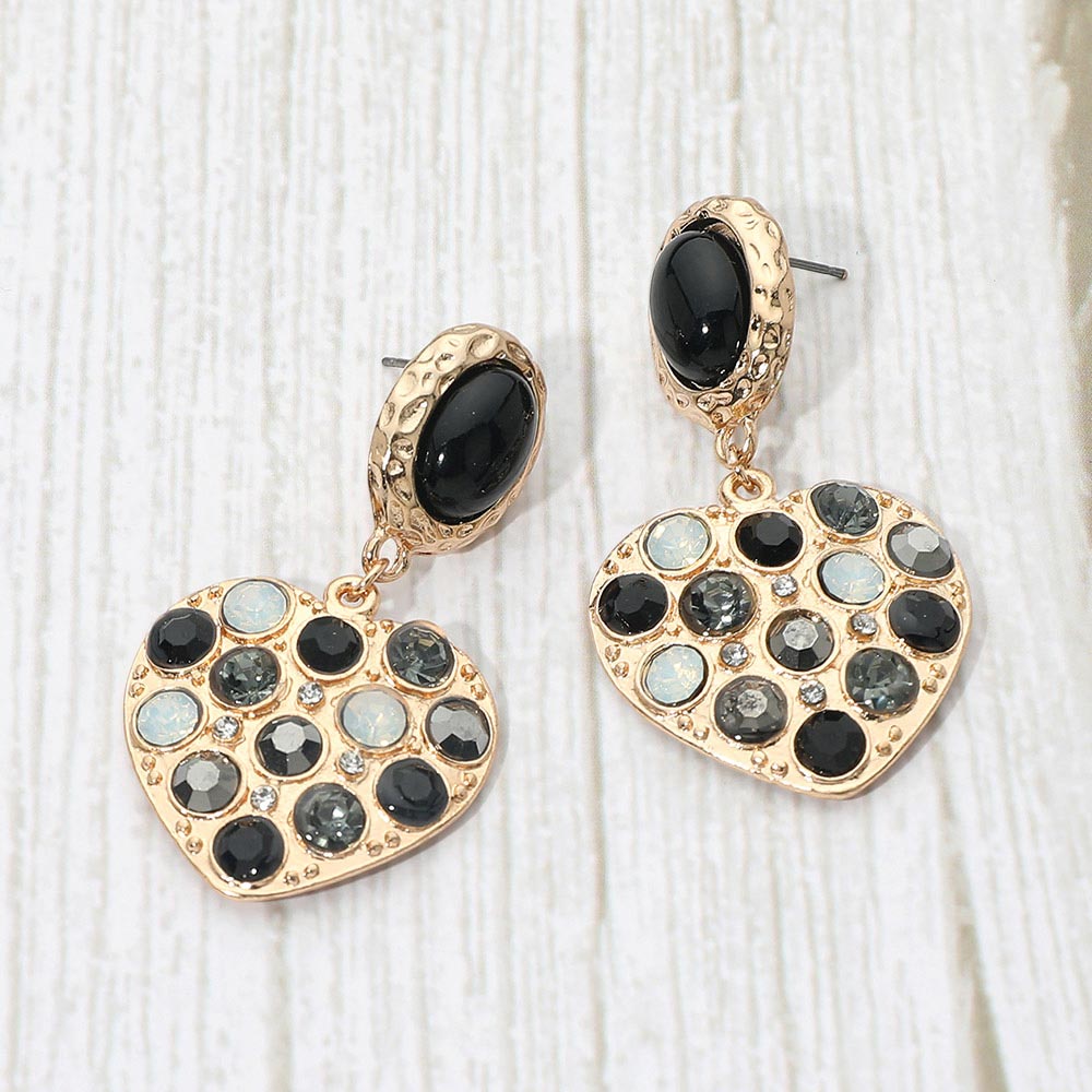 Crystal Heart Drop Earrings