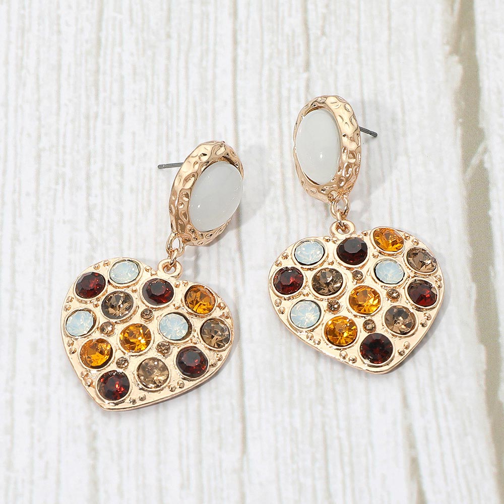 Crystal Heart Drop Earrings