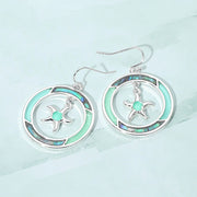 Starfish Accented Abalone Sea Glass Dangle Earrings
