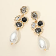 Crystal Pearl Drop Statement Earrings