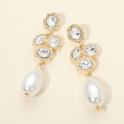 Crystal Pearl Drop Statement Earrings