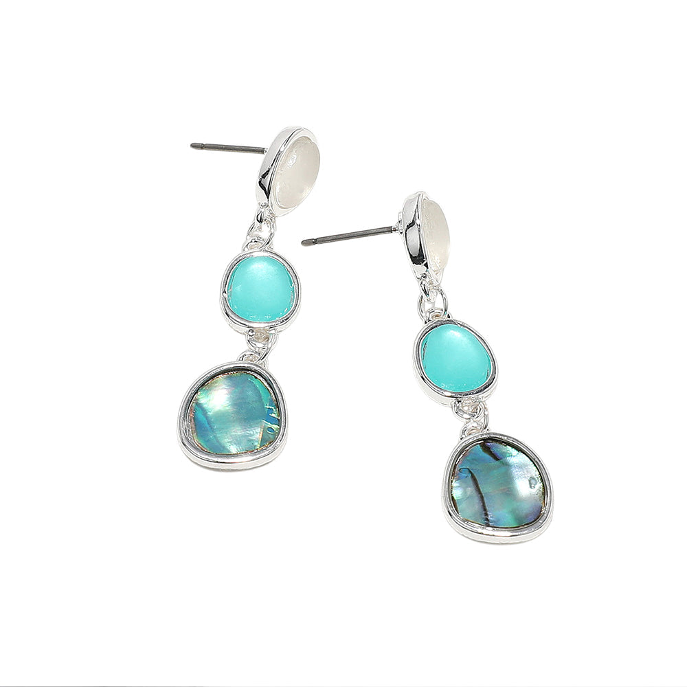 Sea Glass Cluster Link Dropdown Earrings