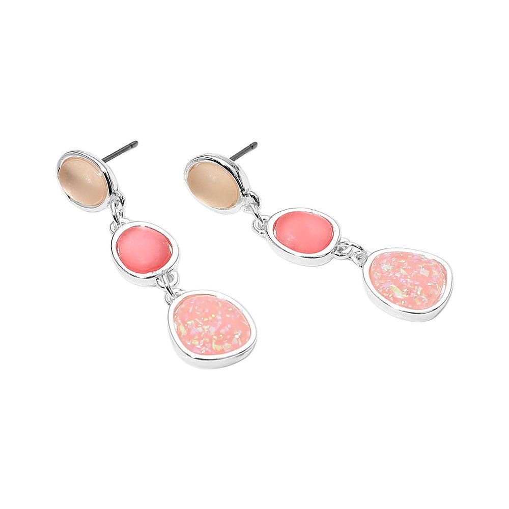 Sea Glass Cluster Link Dropdown Earrings