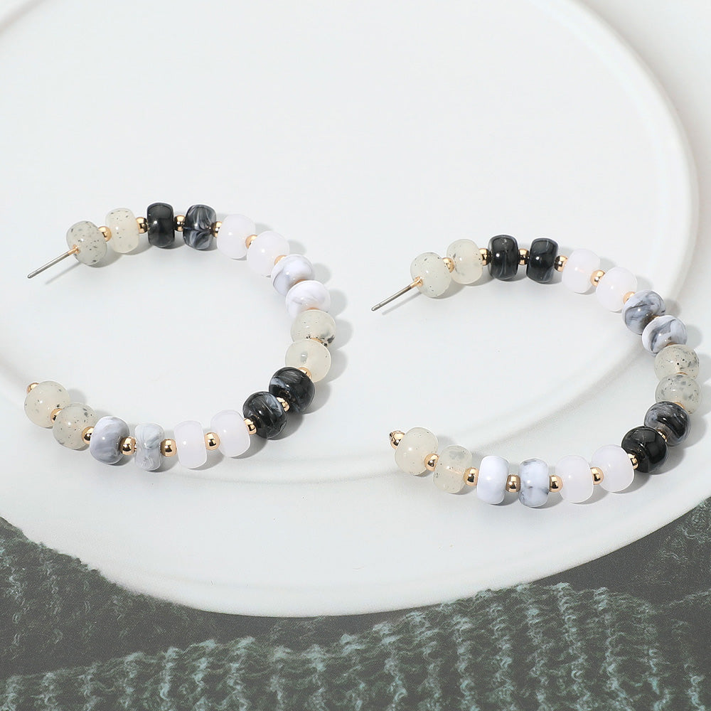 Gold Dipped Hypoallergenic Bold Beaded Hoop Earrings