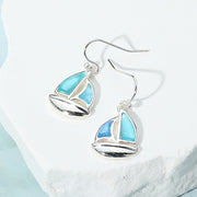 Sea Glass Boat Dangle Earrings