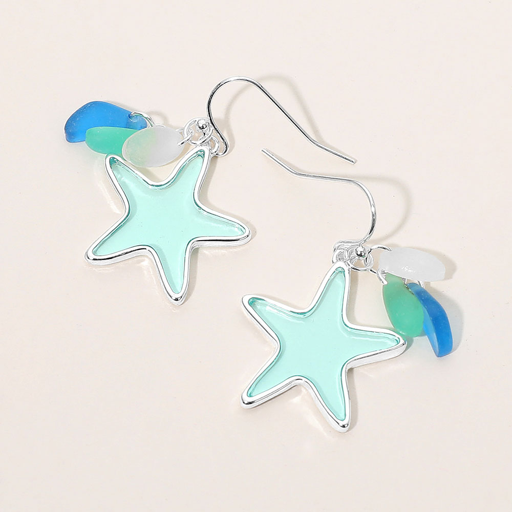 Sea Glass Starfish Dangle Earrings