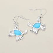 Sea Glass Crab Charm Drop Dangle Earrings