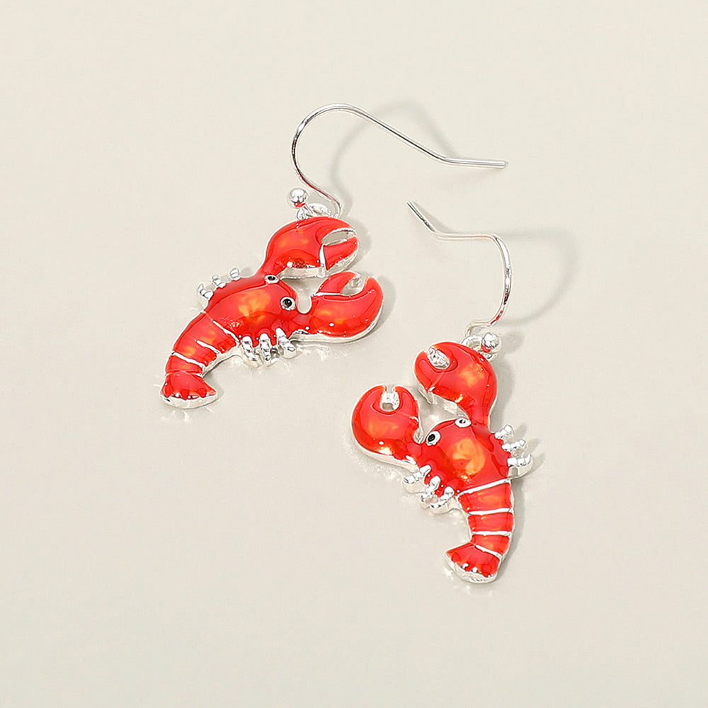 Lobster Charm Drop Dangle Earrings
