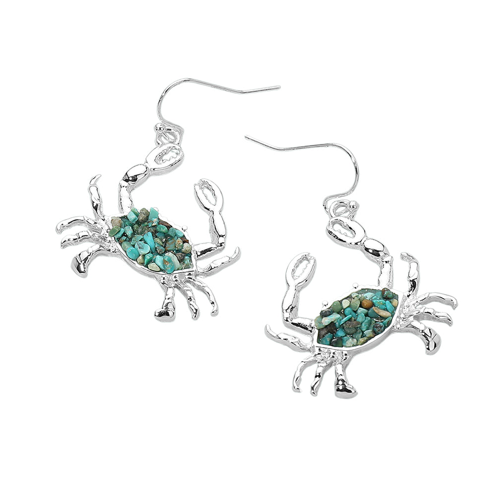 Crushed Pebble Crab Dangle Earrings