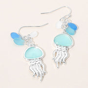 Women's Sea Glass Jellyfish Drop Dangle Earrings