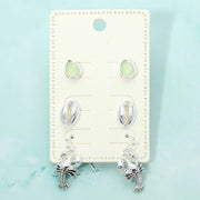 3Pairs - Sea Glass Shell Lobster Earring Set