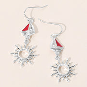 Nautical Sailboat Sun Link Drop Dangle Earrings