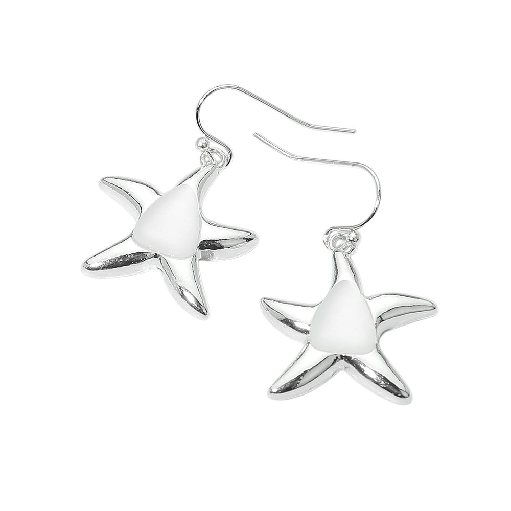 Smooth Center Accent Starfish Drop Earrings