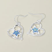 Starfish Accent Heart Charm Drop Earrings
