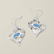 Dolphin Accent Heart Charm Drop Earrings