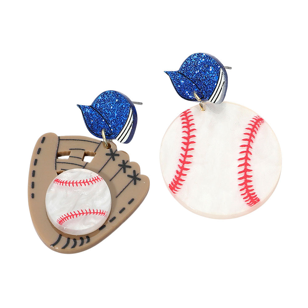 Resin Mismatch Baseball Glove Ball Dangle Earrings