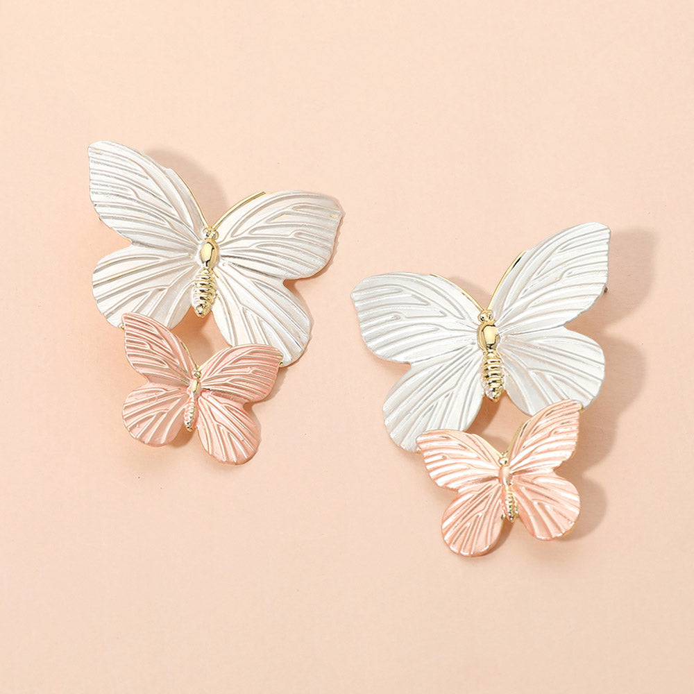 Double Butterfly Link Drop Earrings