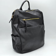Structured Multi-Pocket Backpack with Metallic Zippers