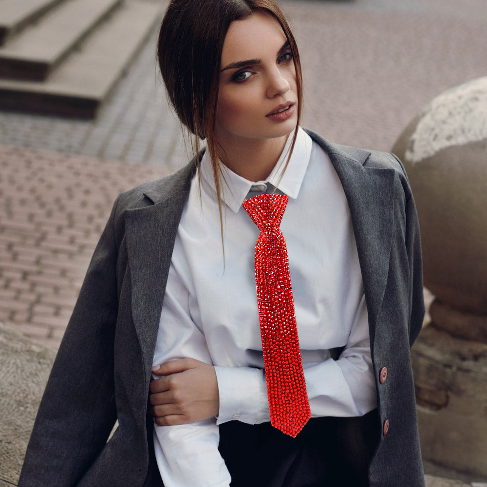 Bling Studded Statement Tie Necklace