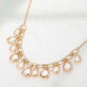 Cushion Teardrop Cluster Drop Station Necklace