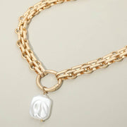 Baroque Pearl Pearl Charm Pendant Chunky Link Chain Necklace