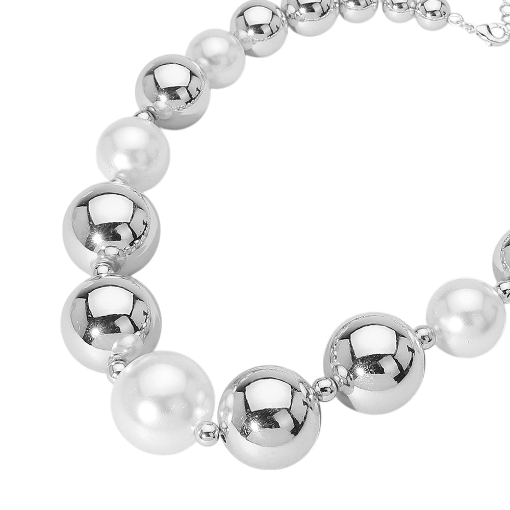 Chunky Metal Ball Beaded Necklace