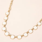 Bold Square Stone Link Necklace