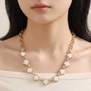 Bold Quatrefoil Stone Link Necklace