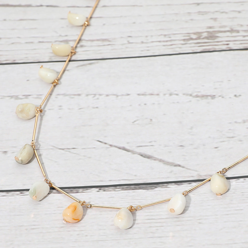 Marbled Resin Beads Drop Station Necklace