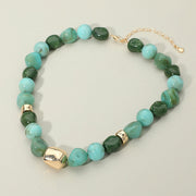 Chunky Metal Accent Resin Pebble Beaded Statement Necklace