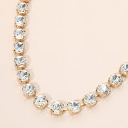 Round Stone Cluster Link Tennis Chain Necklace