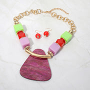 Bold Geometric Resin Pendant Accent Statement Necklace