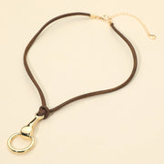 Metal Loop Horsebit Pendant Cord Necklace