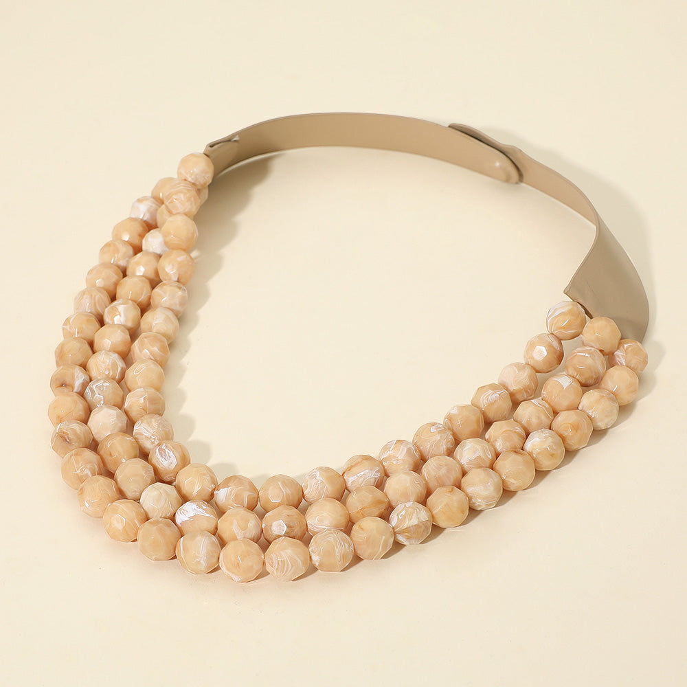 Faceted Beaded Triple Layered Magnetic Collar Necklace